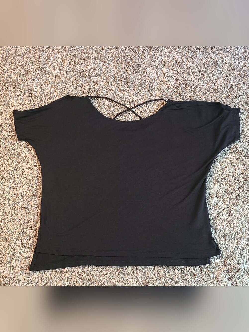 Forever 21 Black Short Sleeve Top with Crisscross Back- NWOT- SIZE MEDIUM